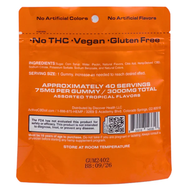 CBD Gummies THC Free 40ct / 75mg Each - Image 2