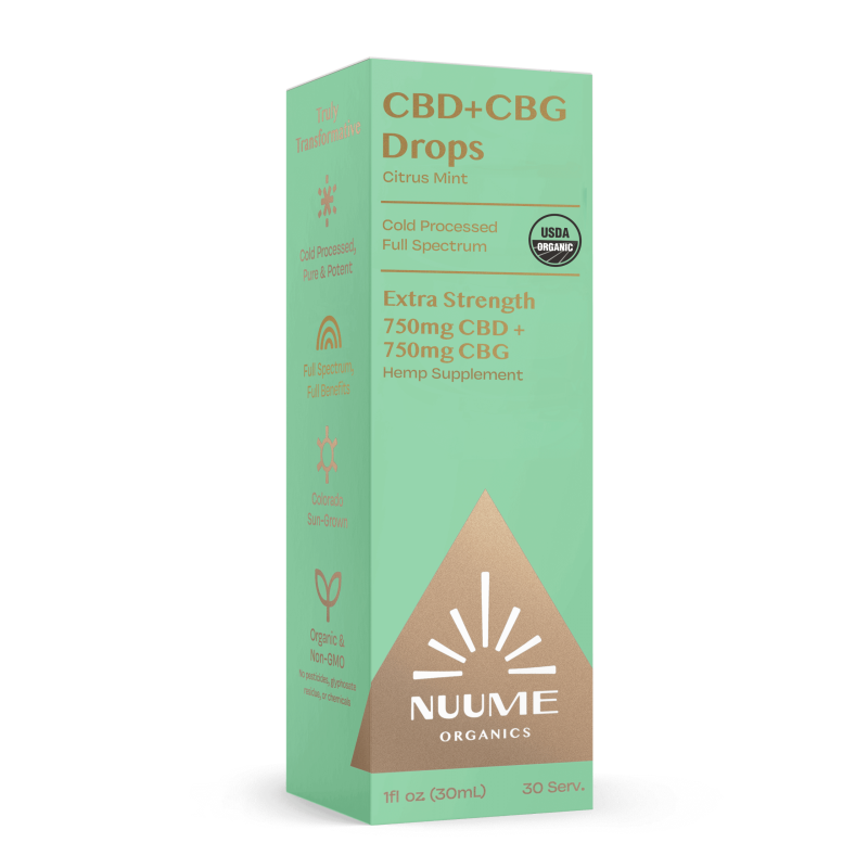 Organic CBG+CBD Drops - Extra Strength 750mg+750mg
