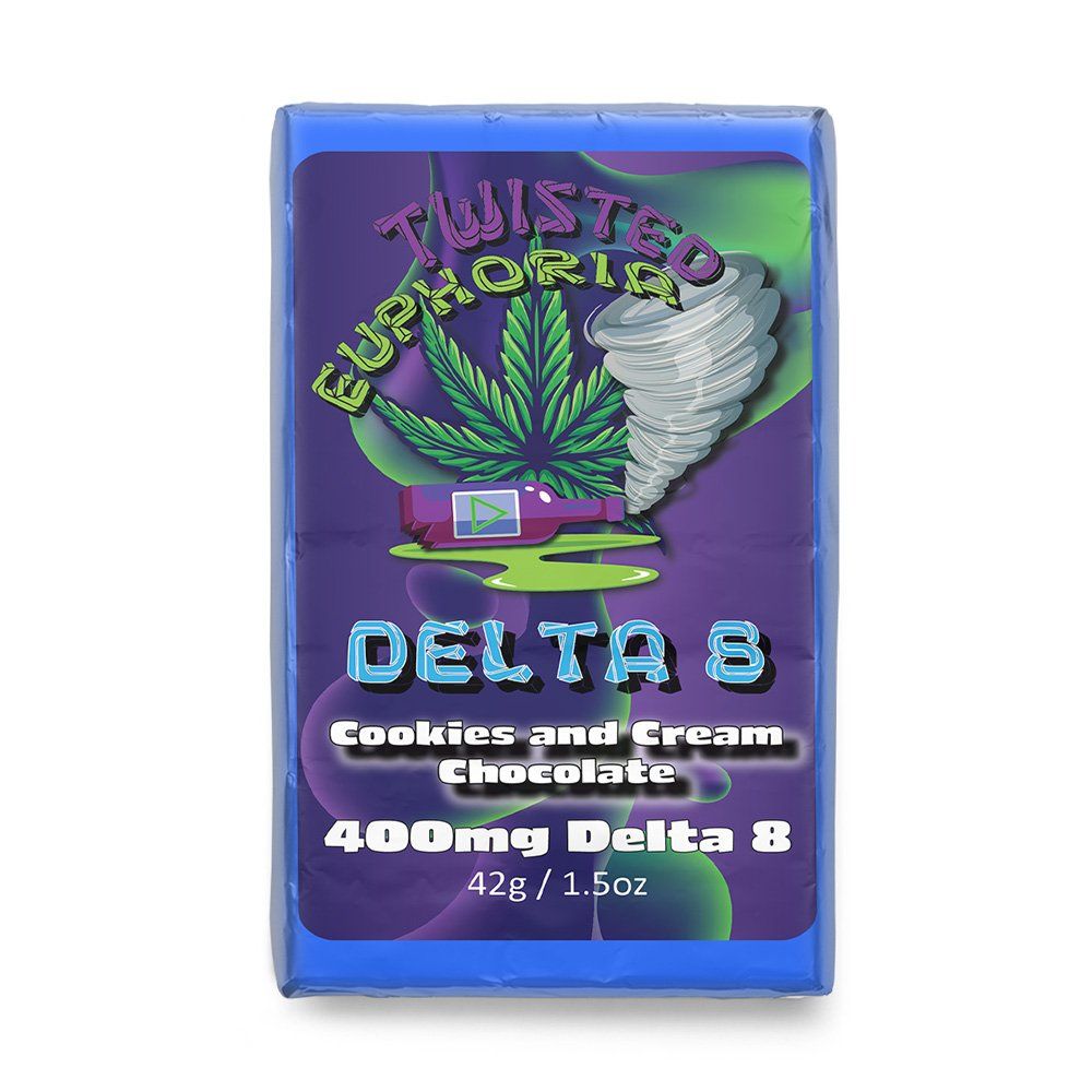 Delta 8 Chocolate Bar 400mg Twisted Euphoria - Cookies & Cream