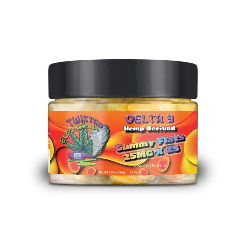 Delta 9 Gummy Flats 25mg Twisted Euphoria - 10 Count