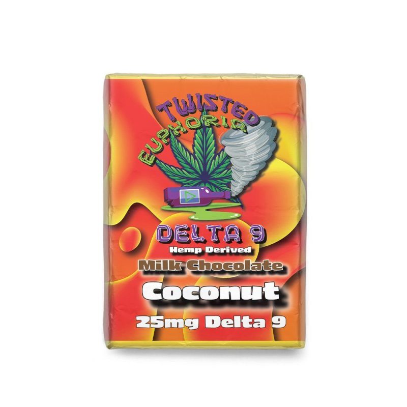 Delta 9 Mini Chocolate Bar 25mg Twisted Euphoria - Peanut Butter - Milk Chocolate
